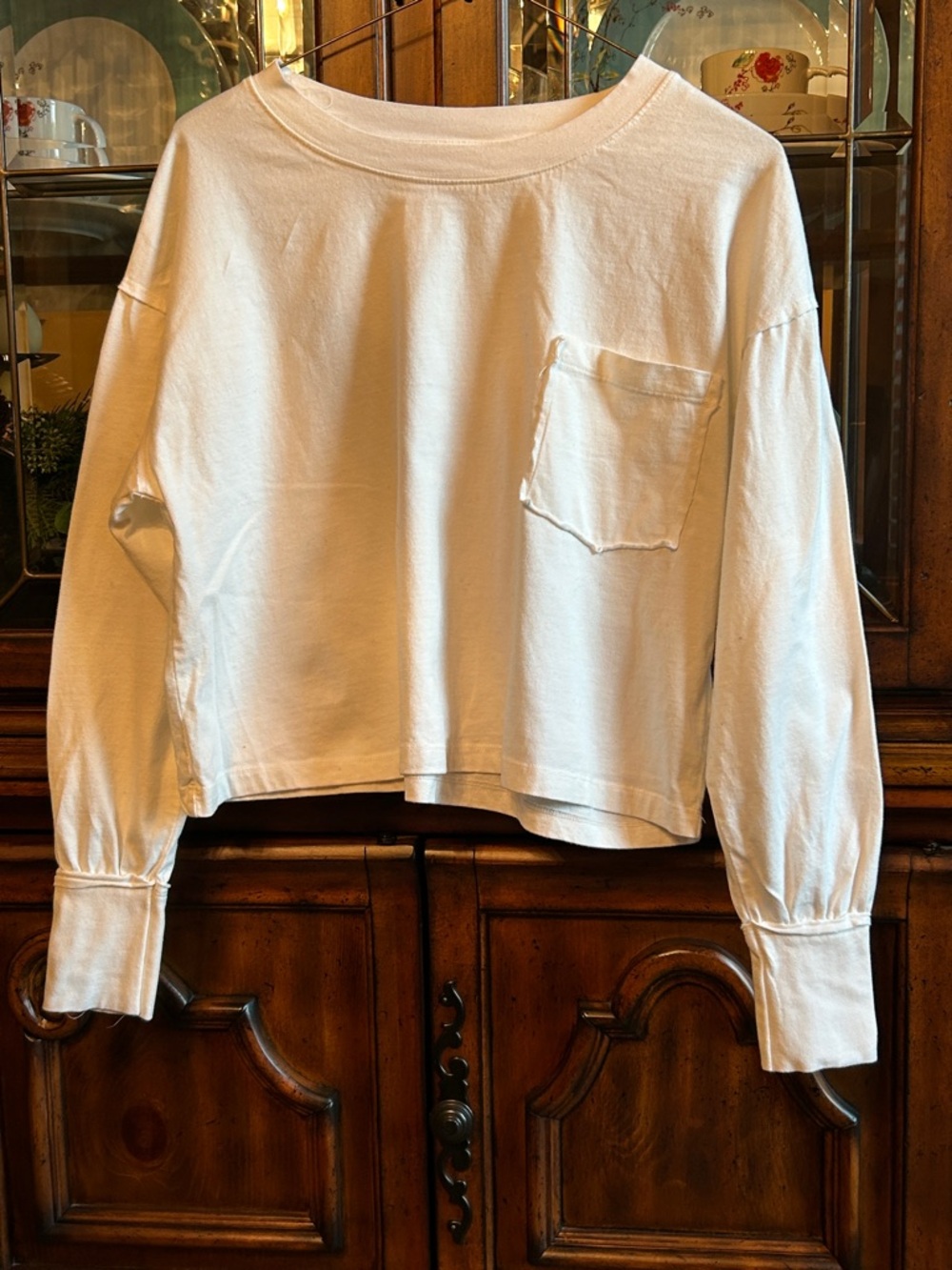 Gilli White Crewneck Tee with Pale Pink Logo Tab